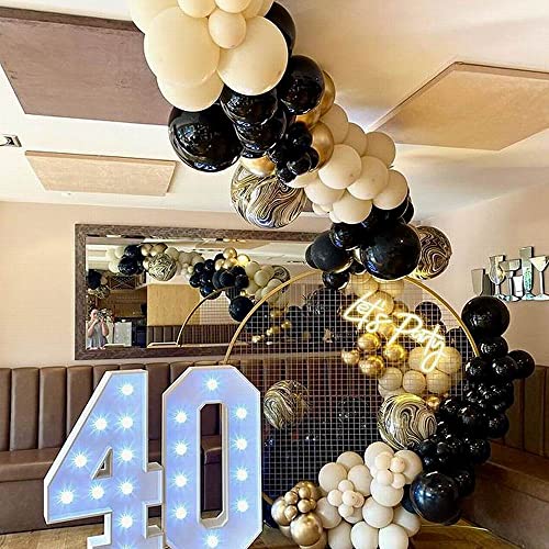 164pcs Black and Gold Balloon Garland Arch Kit Double Stuffed Tan Nude Apricot Balloons with 4D Gold Balloon for Birthday Party Wedding Engagement Graduation Celebration Baby Shower Decorations