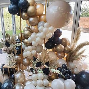 164pcs Black and Gold Balloon Garland Arch Kit Double Stuffed Tan Nude Apricot Balloons with 4D Gold Balloon for Birthday Party Wedding Engagement Graduation Celebration Baby Shower Decorations