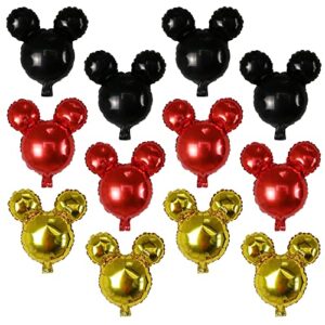 12pcs mouse foil balloons for baby shower/gender reveal/wedding party decoration supplies-black yellow red(18inch）