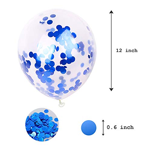 Blue Confetti Balloons 12 Inches(20-Pack), Clear Balloons with Metallic Confetti Pre-Filled, Birthday Balloon for Boys Party Supplies and Decoration, wedding, Bridal Showe and Baby Shower