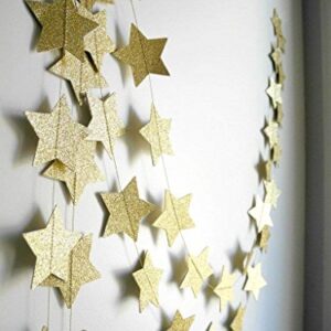 Skoye 2-Pack,Gold Star Garland, Golden Christmas Galaxy Banner, Twinkle Twinkle Little Star Garland Christmas Garland, Christmas Decor, Gold Baby Shower (4 inch in Diameter,13 Feet)