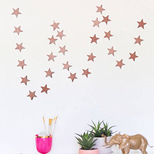 Skoye 2-Pack,Gold Star Garland, Golden Christmas Galaxy Banner, Twinkle Twinkle Little Star Garland Christmas Garland, Christmas Decor, Gold Baby Shower (4 inch in Diameter,13 Feet)