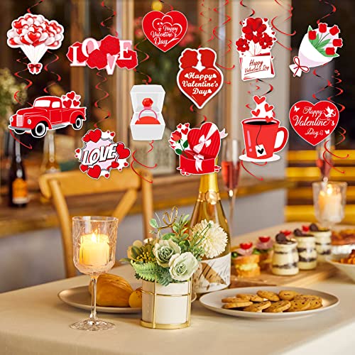 Valentines Day Decoration Hanging Swirls-Pack of 30, Red Heart Romantic Valentines Day Decor | Valentines Day Hanging Decorations for The Home Wedding Anniversary Decorations for Party(Valentines Day)