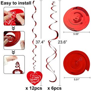 Valentines Day Decoration Hanging Swirls-Pack of 30, Red Heart Romantic Valentines Day Decor | Valentines Day Hanging Decorations for The Home Wedding Anniversary Decorations for Party(Valentines Day)