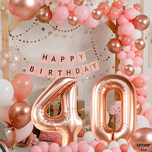 Giant 40 Balloon Numbers Rose Gold - 40 Inch | Rose Gold 40th Birthday Balloons for Women | Rose Gold 40th Balloons for Women | 40th Birthday Decorations Women Rose Gold | Rose Gold Balloon Numbers 40