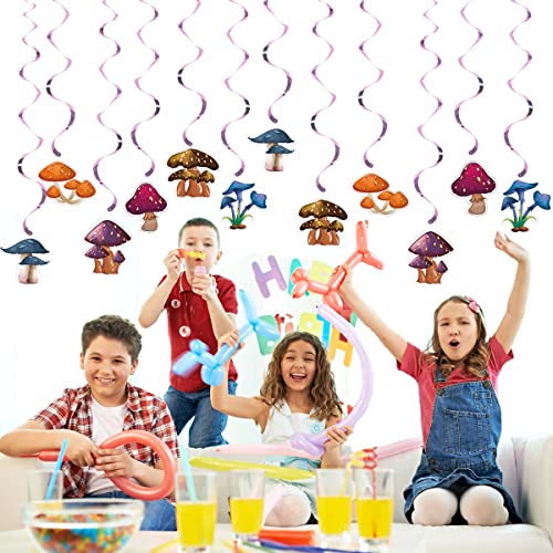 Enjoyful 12PCS mushroom Hanging Swirls Ceiling Streamers Decorations, for Family Birthday Party Favors Supplies and Baby Shower