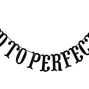 Qttier Aged to Perfection Banner for 50th 60th 70th 80th 90th 100th Birthday Anniversary Party Decorations Assembled Supplies Decor Favors Bunting Photo Booth Props Sign (Black Glitter)