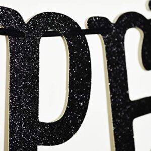 Qttier Aged to Perfection Banner for 50th 60th 70th 80th 90th 100th Birthday Anniversary Party Decorations Assembled Supplies Decor Favors Bunting Photo Booth Props Sign (Black Glitter)