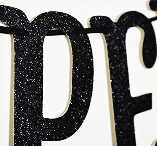 Qttier Aged to Perfection Banner for 50th 60th 70th 80th 90th 100th Birthday Anniversary Party Decorations Assembled Supplies Decor Favors Bunting Photo Booth Props Sign (Black Glitter)