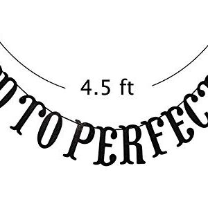 Qttier Aged to Perfection Banner for 50th 60th 70th 80th 90th 100th Birthday Anniversary Party Decorations Assembled Supplies Decor Favors Bunting Photo Booth Props Sign (Black Glitter)