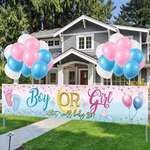 gender reveal yard sign,boy or girl banner and blue pink balloons,what will baby be boy or girl gender reveal party supplies