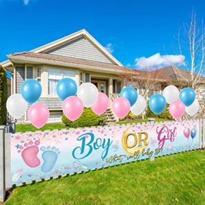 Gender Reveal Yard Sign,Boy or Girl Banner and Blue Pink Balloons,What Will Baby Be Boy or Girl Gender Reveal Party Supplies