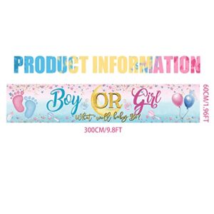 Gender Reveal Yard Sign,Boy or Girl Banner and Blue Pink Balloons,What Will Baby Be Boy or Girl Gender Reveal Party Supplies