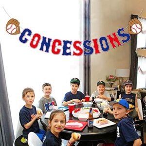 Kitticcino Baseball Theme Concessions Banner, Baseball Birthday Sports Party Supplies Decoration, Pre-strung party Decor