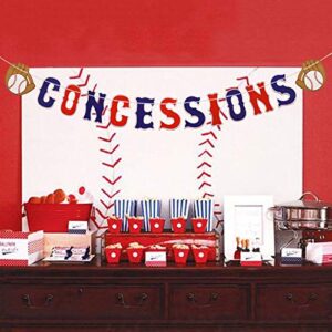 Kitticcino Baseball Theme Concessions Banner, Baseball Birthday Sports Party Supplies Decoration, Pre-strung party Decor