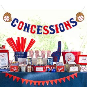 Kitticcino Baseball Theme Concessions Banner, Baseball Birthday Sports Party Supplies Decoration, Pre-strung party Decor