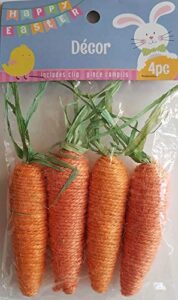 happy easter carrots jute twine 3”h x 5”w x 1”d plus green straw, 4/pk