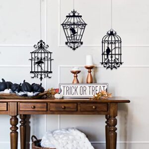 Black Bird Cage Decor - Halloween Bird Cage Decor, Birdhouse Wall Decal, Bird lover Gifts, Bird House Decoration, Set of 3, Home Wall Art, Halloween Mantel Decor(Bird Cage Decor)