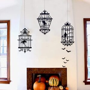 Black Bird Cage Decor - Halloween Bird Cage Decor, Birdhouse Wall Decal, Bird lover Gifts, Bird House Decoration, Set of 3, Home Wall Art, Halloween Mantel Decor(Bird Cage Decor)