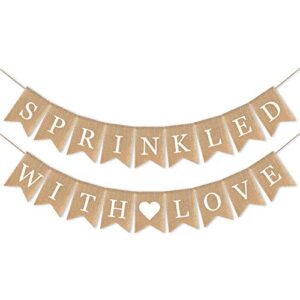 swyoun burlap sprinkled with love banner baby shower birthday party garland mantel fireplace sprinkle party decoration