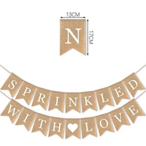 SWYOUN Burlap Sprinkled with Love Banner Baby Shower Birthday Party Garland Mantel Fireplace Sprinkle Party Decoration