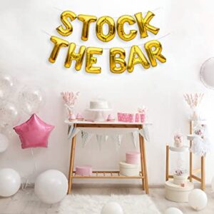 PartyForever STOCK THE BAR Balloons Banner Gold Party Decorations Sign