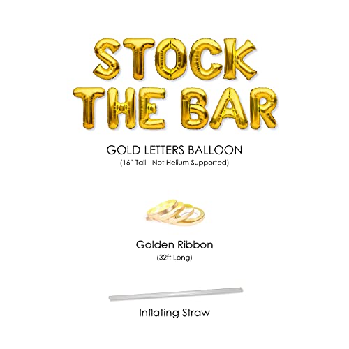 PartyForever STOCK THE BAR Balloons Banner Gold Party Decorations Sign