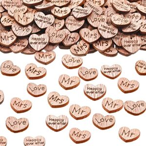 1000 pieces rustic wedding wood heart confetti rustic valentine day table decorations rustic small mr mrs love wood decoration christmas gift for rustic wedding party table decor (romantic style)