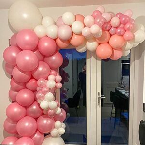 143Pcs Girl's Birthday Pink and Rose Gold Confetti Different Size Balloons Garland Kit Dark and Baby Pink Latex Balloons Gold Chrome Balloons for Wedding Bridal Shower Baby Shower Party Decoration