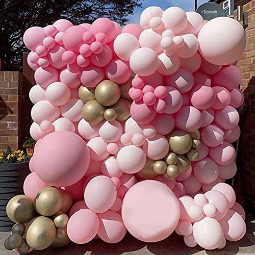 143Pcs Girl's Birthday Pink and Rose Gold Confetti Different Size Balloons Garland Kit Dark and Baby Pink Latex Balloons Gold Chrome Balloons for Wedding Bridal Shower Baby Shower Party Decoration