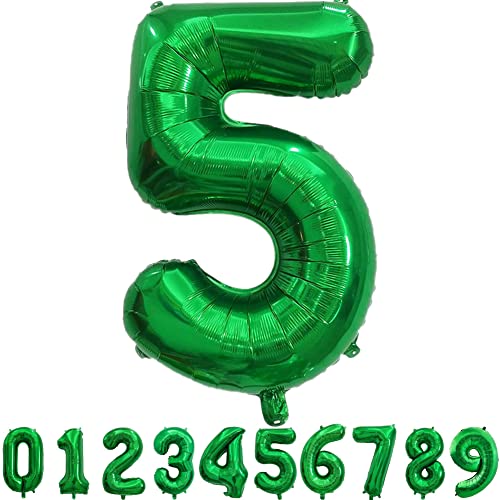 40 Inch Huge Dark Green Numbers 5 Balloons Decorations Birthday Party Supplies Helium Foil Mylar Big Digital 0-9 Summer 2022 Graduation Anniversary Celebrations(Emerald Green 5 balloon)