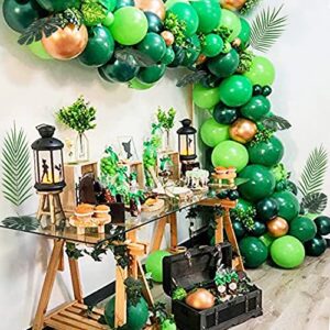 GoExquis 160Pc Green Gold Balloon Arch Garland kit 18"12"10"6" Jungle Dinosaur Safari Kids Birthday Party Baby Boy Shower Decorations