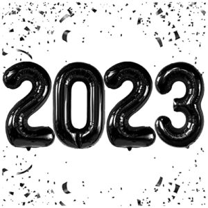 2023 black number balloons – 40 inch large size foil number balloons for 2023 new years eve party festival party supplies graduation decorations