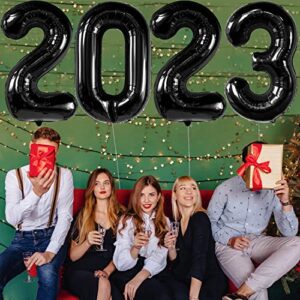 2023 Black Number Balloons - 40 Inch Large Size Foil Number Balloons for 2023 New Years Eve Party Festival Party Supplies Graduation Decorations