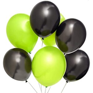 black and lime green latex party balloons (12 in, 50 pack)