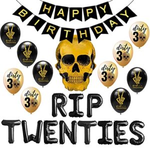 geloar rip twenties 30th birthday party supplies, rip twenties balloons happy birthday banner for death to my twenties 20s rip youth men women dirty 30 funny 30th bday decorations set of 25 pcs