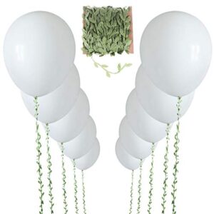 10 pieces 36 inch white balloons giant balloon with 65ft artificial vines for wedding birthday and event decorations (white)