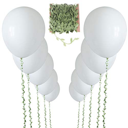 10 Pieces 36 Inch White Balloons Giant Balloon with 65ft Artificial Vines for Wedding Birthday and Event Decorations (White)