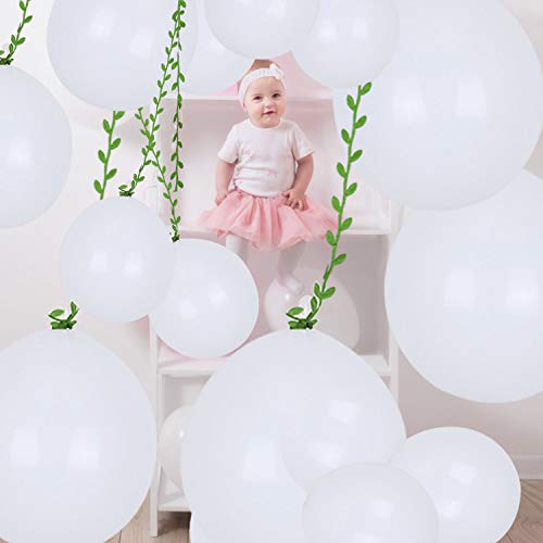 10 Pieces 36 Inch White Balloons Giant Balloon with 65ft Artificial Vines for Wedding Birthday and Event Decorations (White)