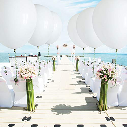 10 Pieces 36 Inch White Balloons Giant Balloon with 65ft Artificial Vines for Wedding Birthday and Event Decorations (White)