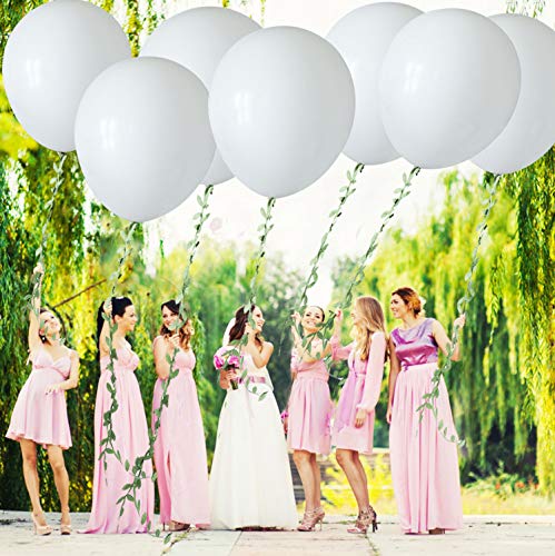 10 Pieces 36 Inch White Balloons Giant Balloon with 65ft Artificial Vines for Wedding Birthday and Event Decorations (White)