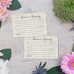 Share A Memory Cards, 50 Rustic Wood Cards and Sign for Wedding, Shower, Birthday, Celebration of Life, Funeral, Retirement, Graduation, Life Memories, Guest Book Alternative Advice Game, 4x6 Inch.