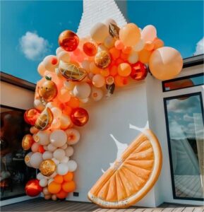 little cutie orange balloon garland arch kit macaron orange and white baby shower tangerine theme birthday party decor