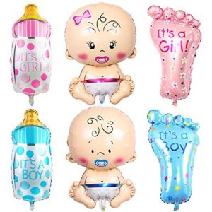 jkjf baby foil balloon pacifier baby balloons teat bottle feet balloon for gender reveal party baby birth shower party – giant 6 pcs