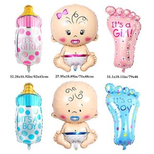 JKJF Baby Foil Balloon Pacifier Baby Balloons Teat Bottle Feet Balloon for Gender Reveal Party Baby Birth Shower Party - Giant 6 Pcs