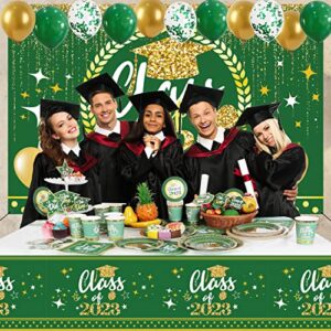 Green Graduation Party Decorations 2023,67pcs Class of 2023 Party Decor Kit with Balloon Garland Backdrop Banner and Tablecloth for High School, College, Medical Student Graduation Party Supplies