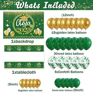 Green Graduation Party Decorations 2023,67pcs Class of 2023 Party Decor Kit with Balloon Garland Backdrop Banner and Tablecloth for High School, College, Medical Student Graduation Party Supplies