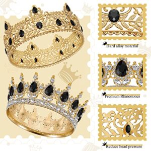 6 Pieces Gold Prom King and Queen Tiara Crowns Prom King and Queen Royal Crowns and Satin Sash Rhinestone Tiara Crowns for Prom Birthday Party Costume Accessories Royal Crowns (Cool Style)