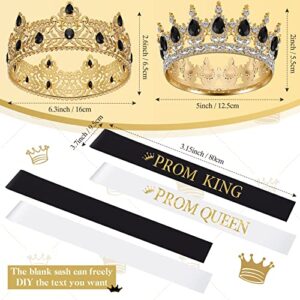 6 Pieces Gold Prom King and Queen Tiara Crowns Prom King and Queen Royal Crowns and Satin Sash Rhinestone Tiara Crowns for Prom Birthday Party Costume Accessories Royal Crowns (Cool Style)