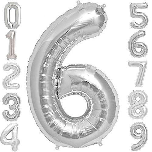 Tellpet Silver Number 6 Balloon, 40 Inch